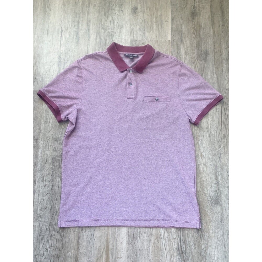 Michael Kors Men’s L Polo Shirt Heather Burgundy Short Sleeve Athleisure Preppy